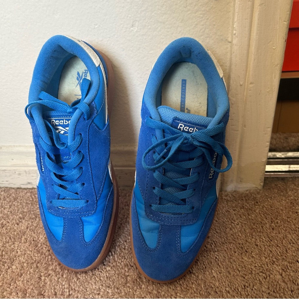 Reebok Blue Suede & Nylon Low-Top Sneakers